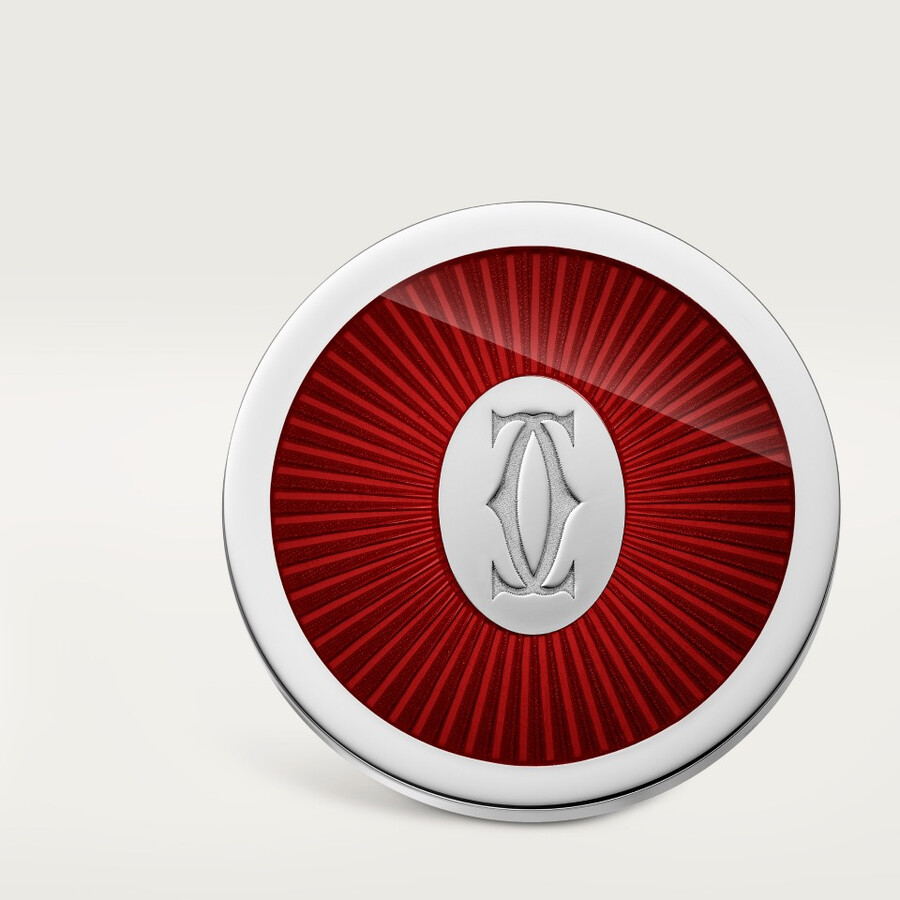 manschettenknöpfe mit dem doppel-c-de-cartier-logo und burgunderrotem lack-sonnenstrahlenmotiv