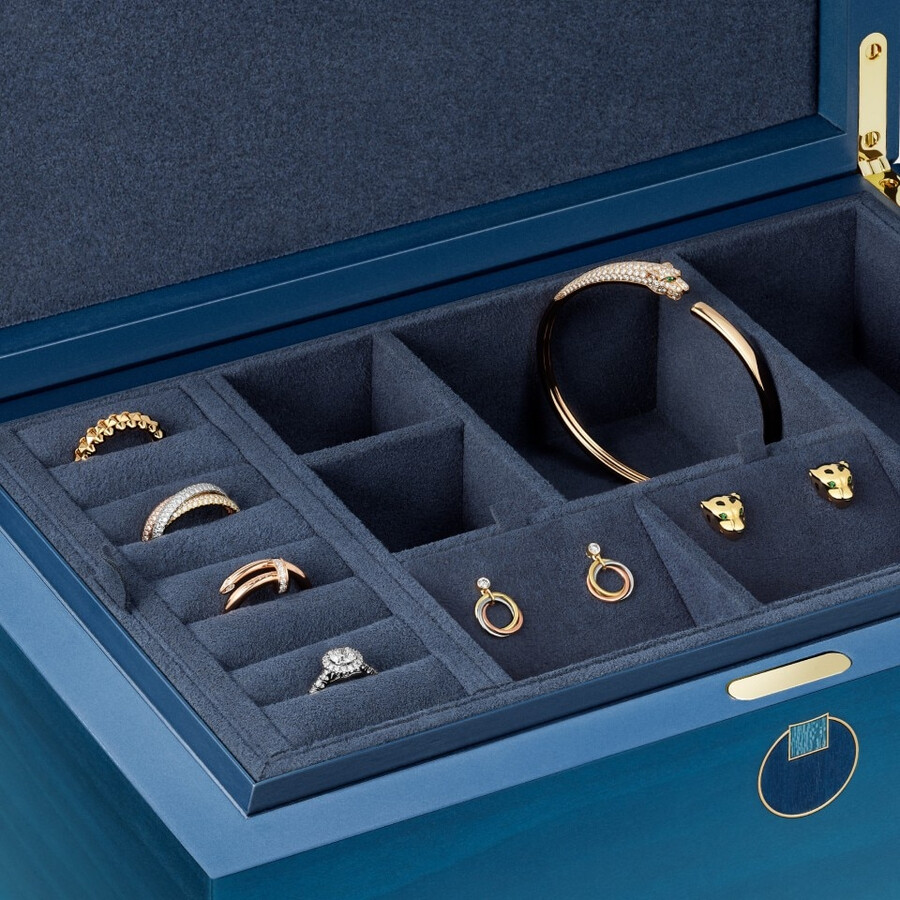 cartier schmuckkästchen mit geometrischem muster