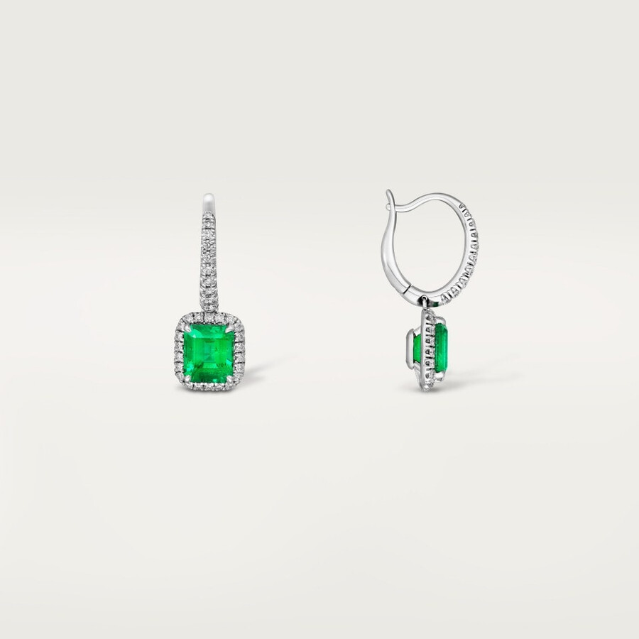 cartier destinée ohrhänger 2 smaragde im smaragdschliff pavé-fassung