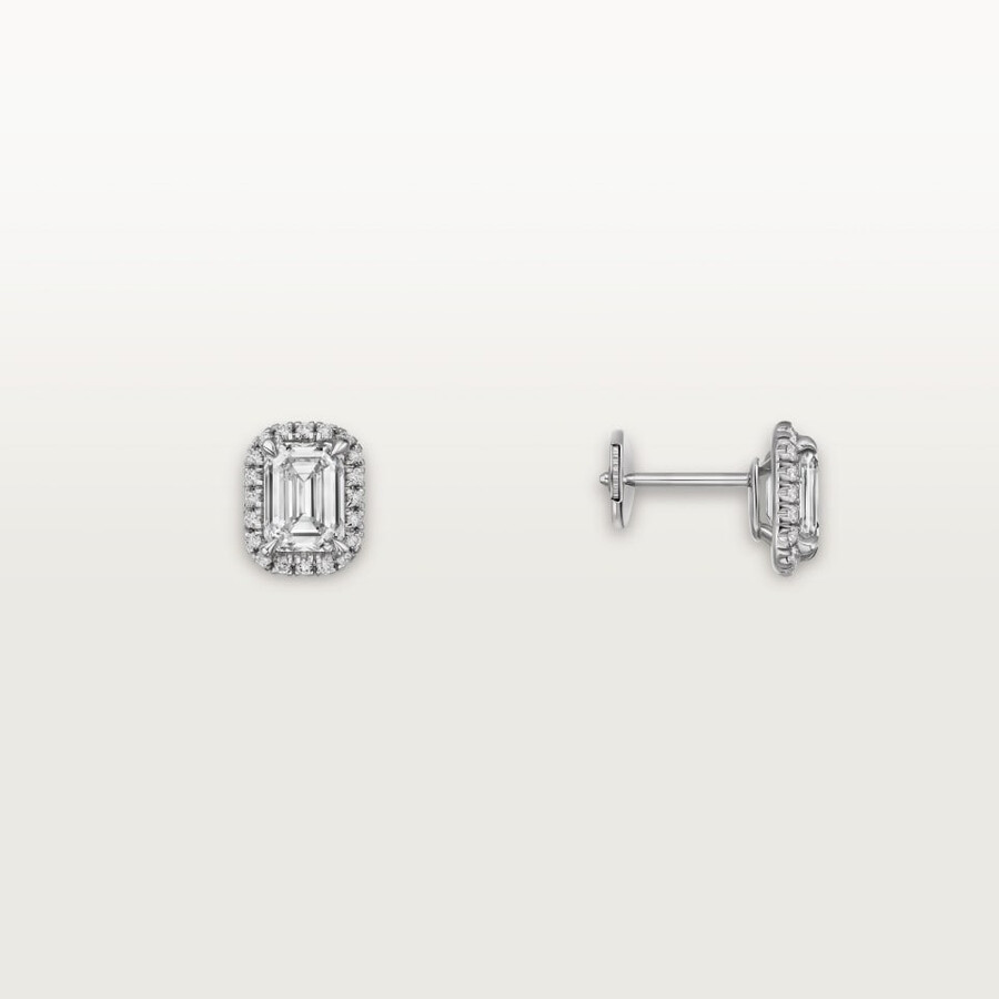 cartier destinée ohrstecker 2 smaragdschliff-diamanten pavé-fassung