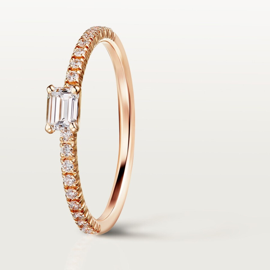 etincelle de cartier ring smaragdschliff-diamant pavé-fassung