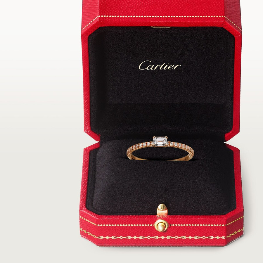 etincelle de cartier ring smaragdschliff-diamant pavé-fassung