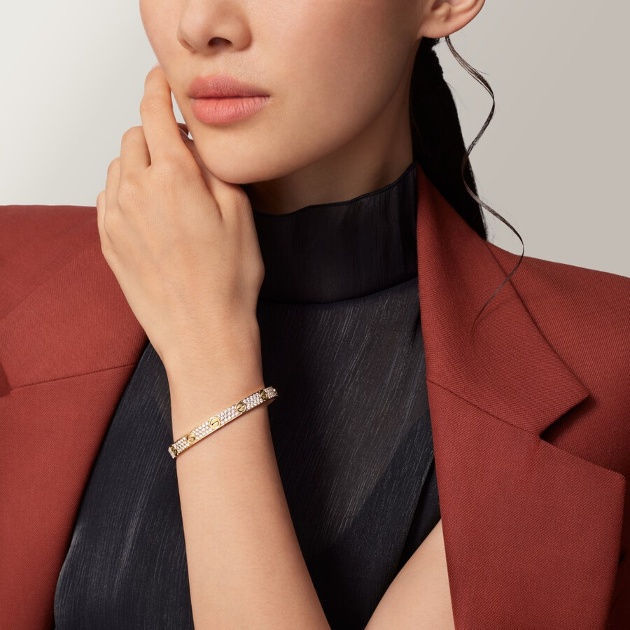 love-armband klassisches modell mit strasssteinen besetzt