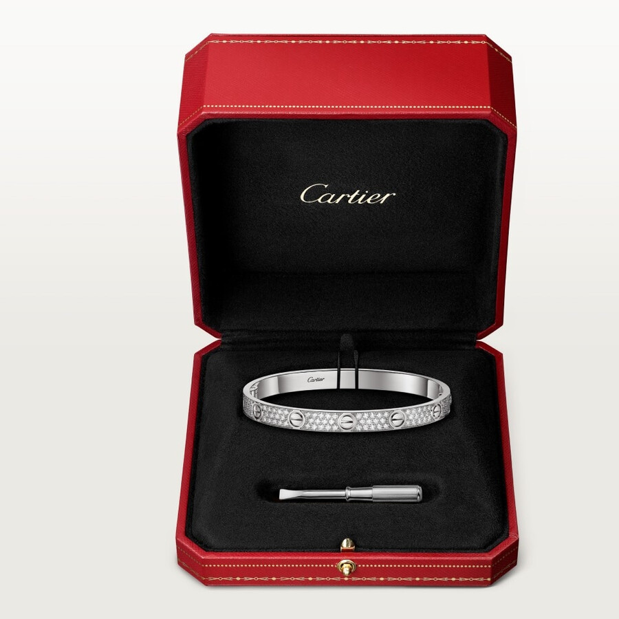 love-armband klassisches modell mit strasssteinen besetzt