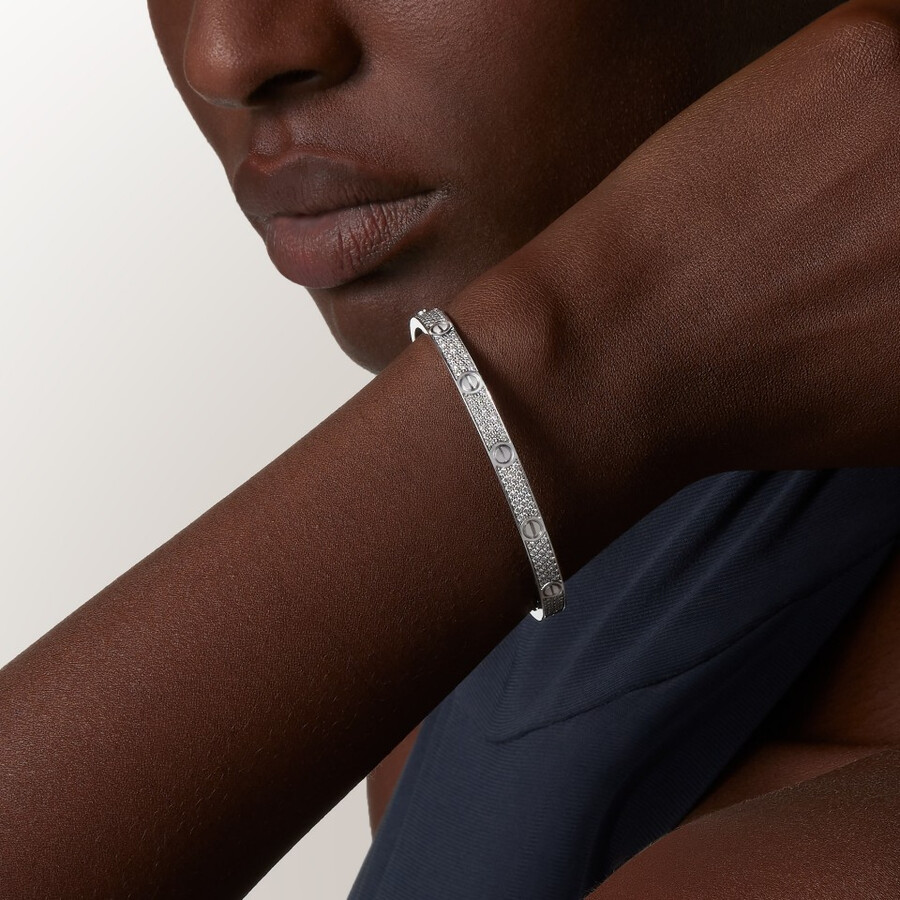 love-armband mittleres modell mit strasssteinen besetzt