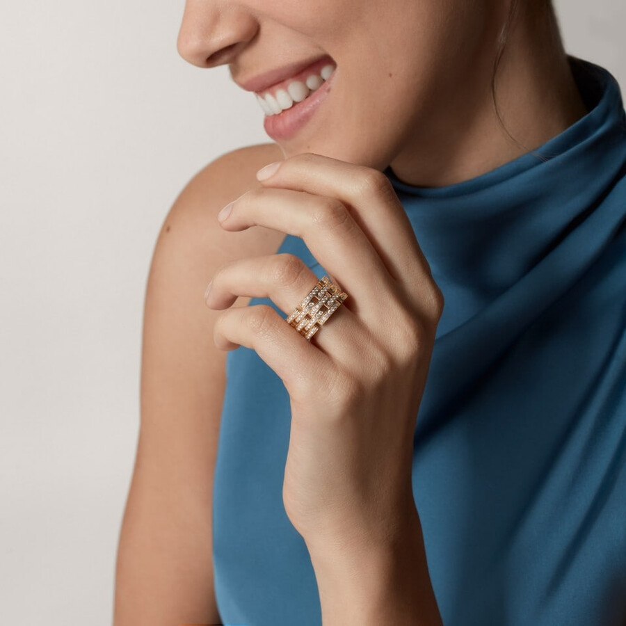 ring „maillon panthère fünfreihig gepflastert