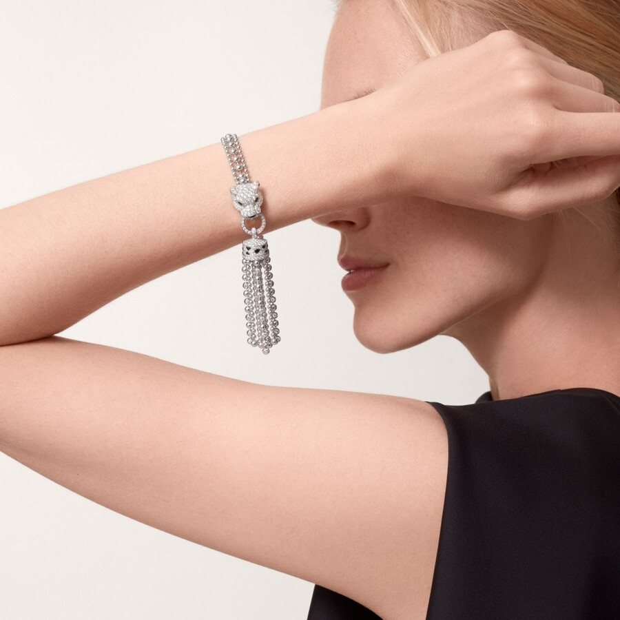 panthère de cartier-armband an kette halb gepflastert