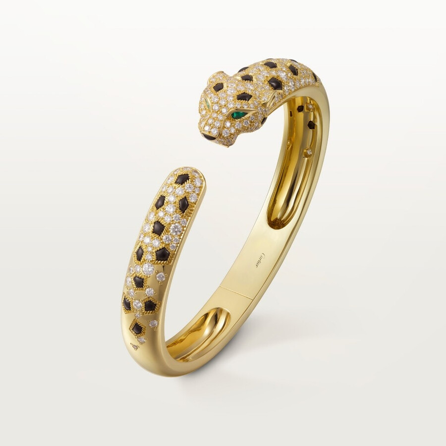 panthère de cartier-armband mittleres modell halb gepflastert