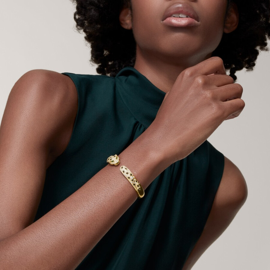 panthère de cartier-armband mittleres modell halb gepflastert