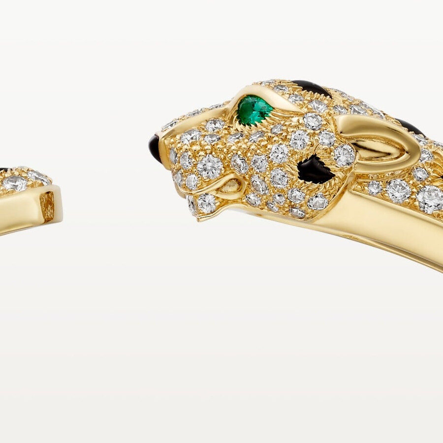 panthère de cartier-armband mittleres modell halb gepflastert