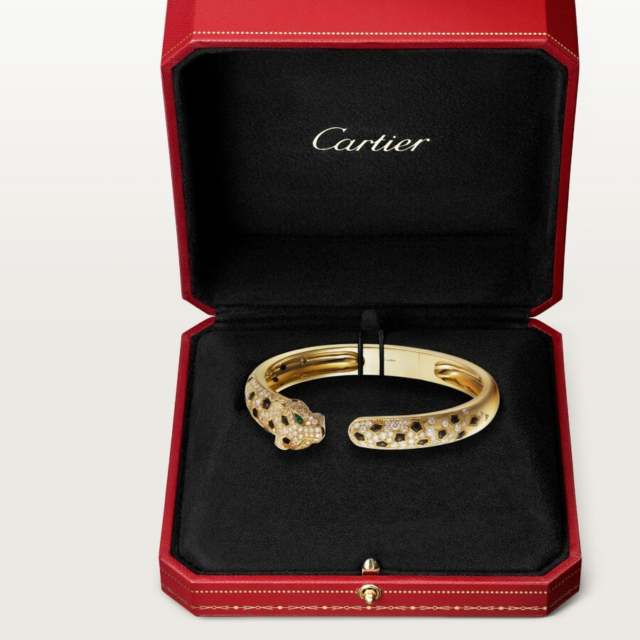 panthère de cartier-armband mittleres modell halb gepflastert