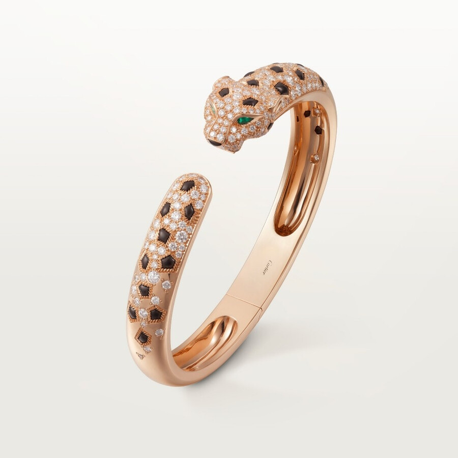 panthère de cartier-armband mittleres modell halb gepflastert