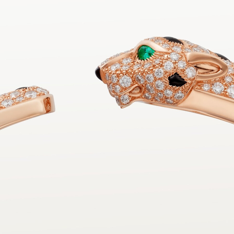 panthère de cartier-armband mittleres modell halb gepflastert