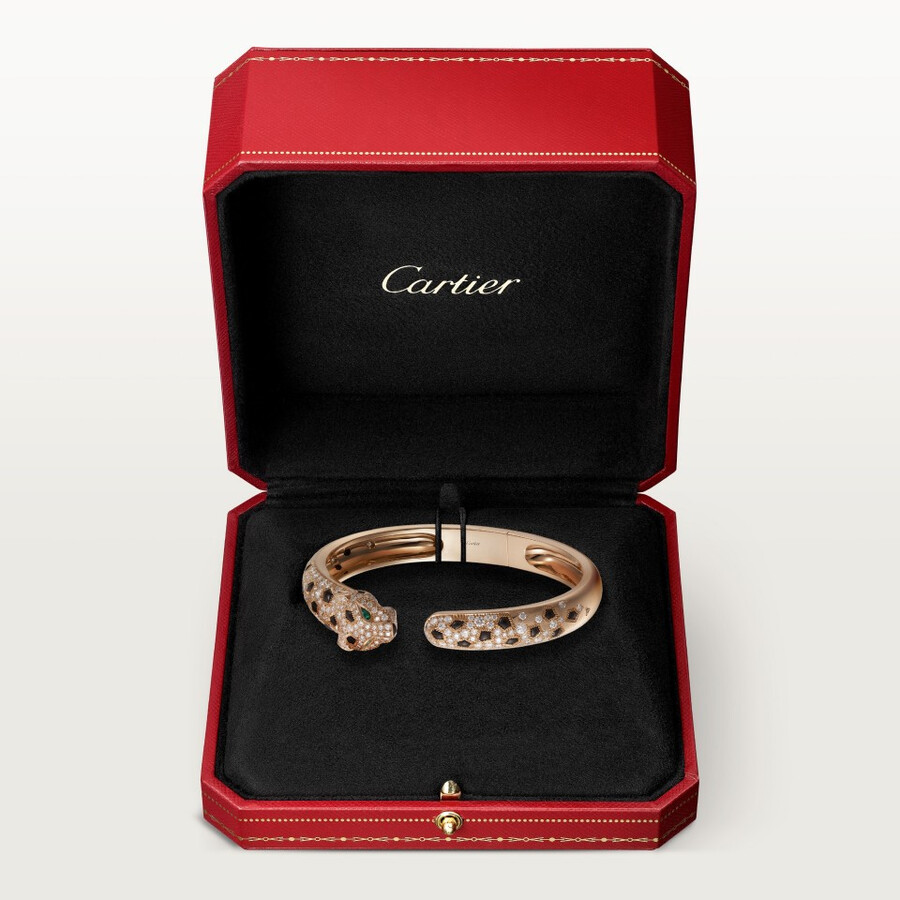 panthère de cartier-armband mittleres modell halb gepflastert