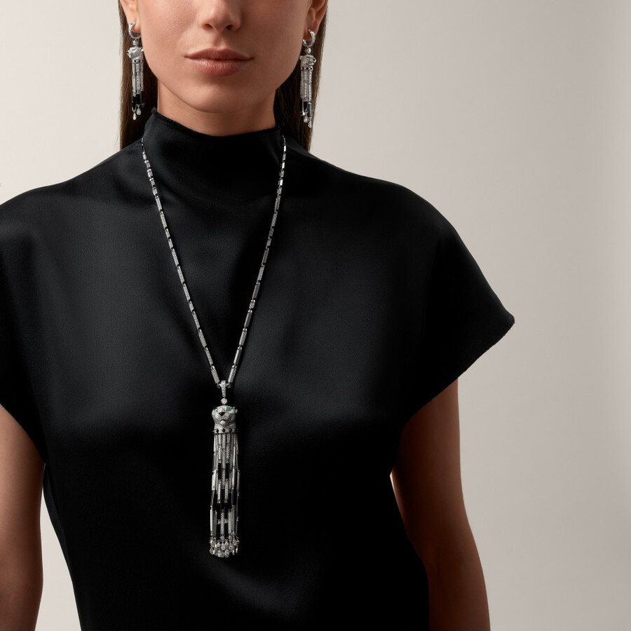panthère de cartier ohrringe onyx großes modell mit pavé-fassung