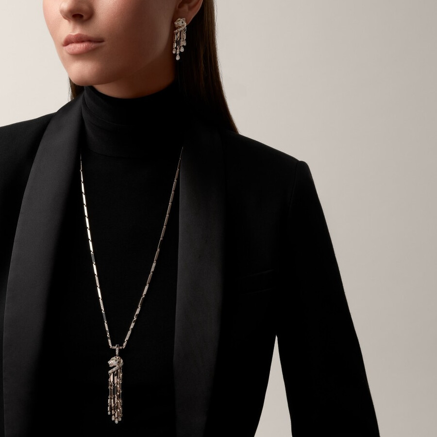 lange halskette panthère de cartier kleines modell pavé