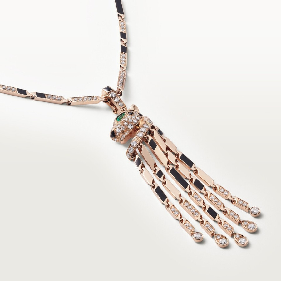 lange halskette panthère de cartier kleines modell pavé