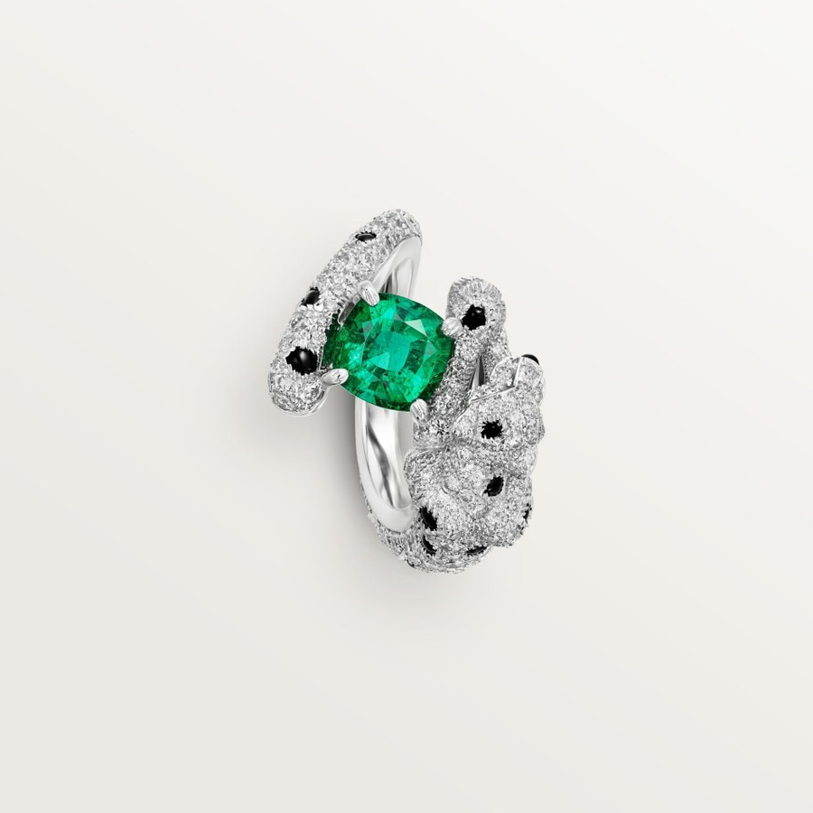 panthère de cartier-ring smaragd im kissenschliff gepflastert