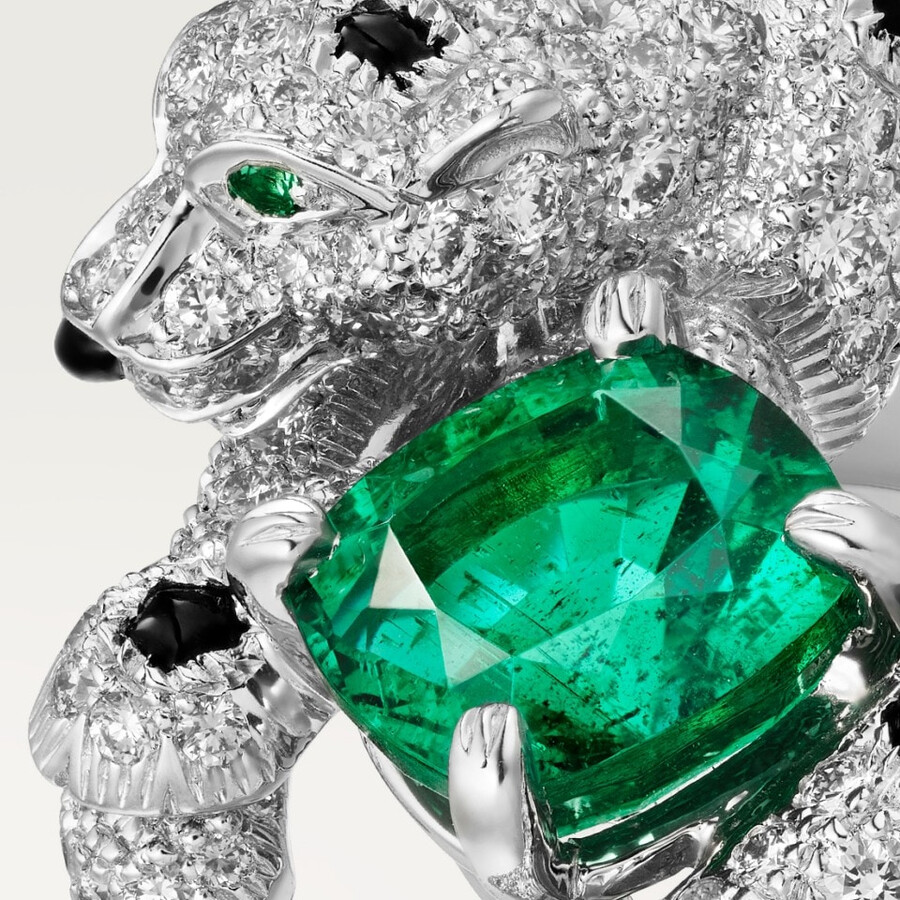 panthère de cartier-ring smaragd im kissenschliff gepflastert