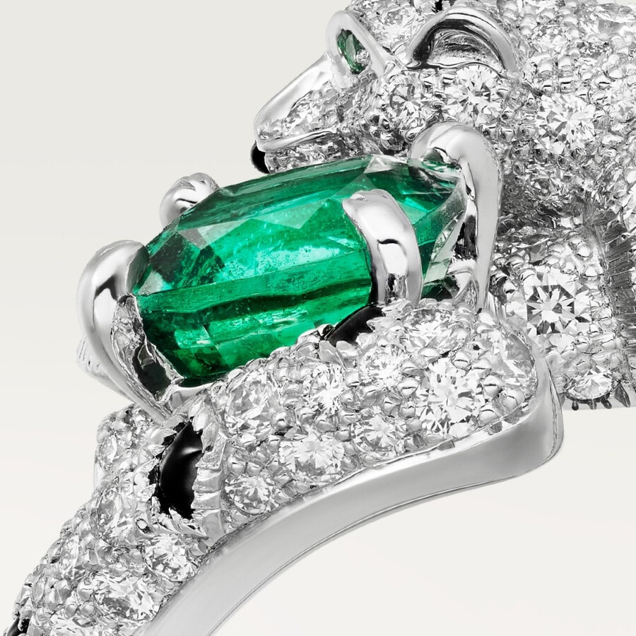panthère de cartier-ring smaragd im kissenschliff gepflastert