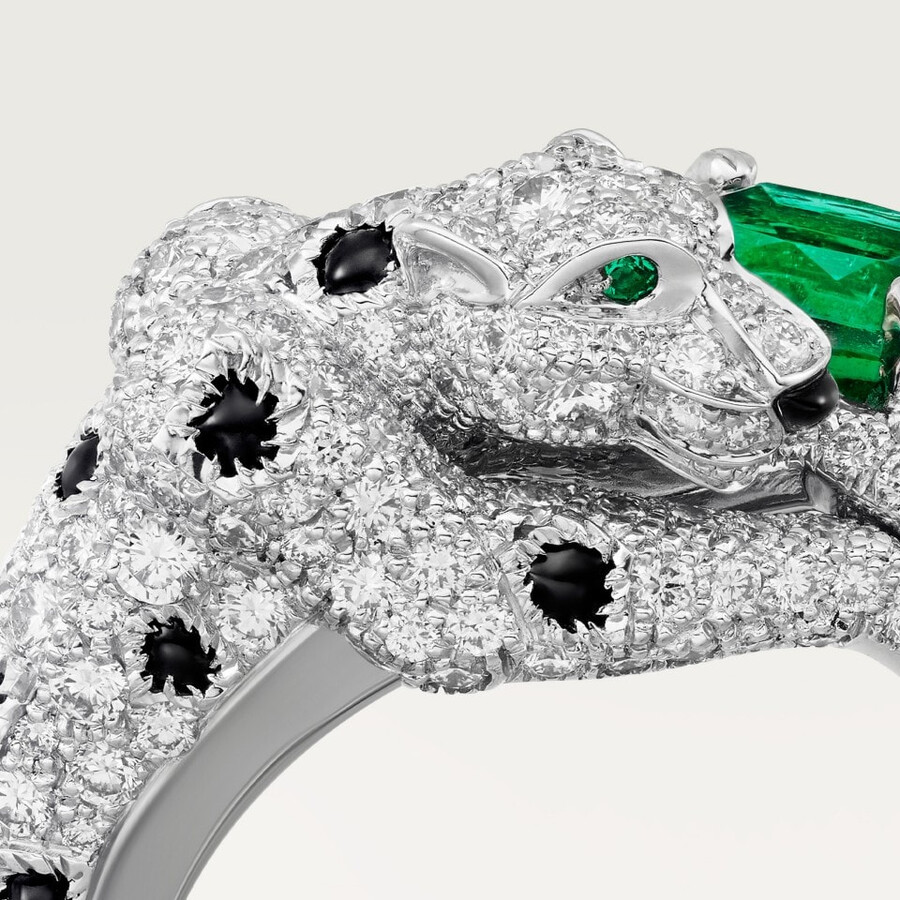 panthère de cartier-ring smaragd im kissenschliff gepflastert