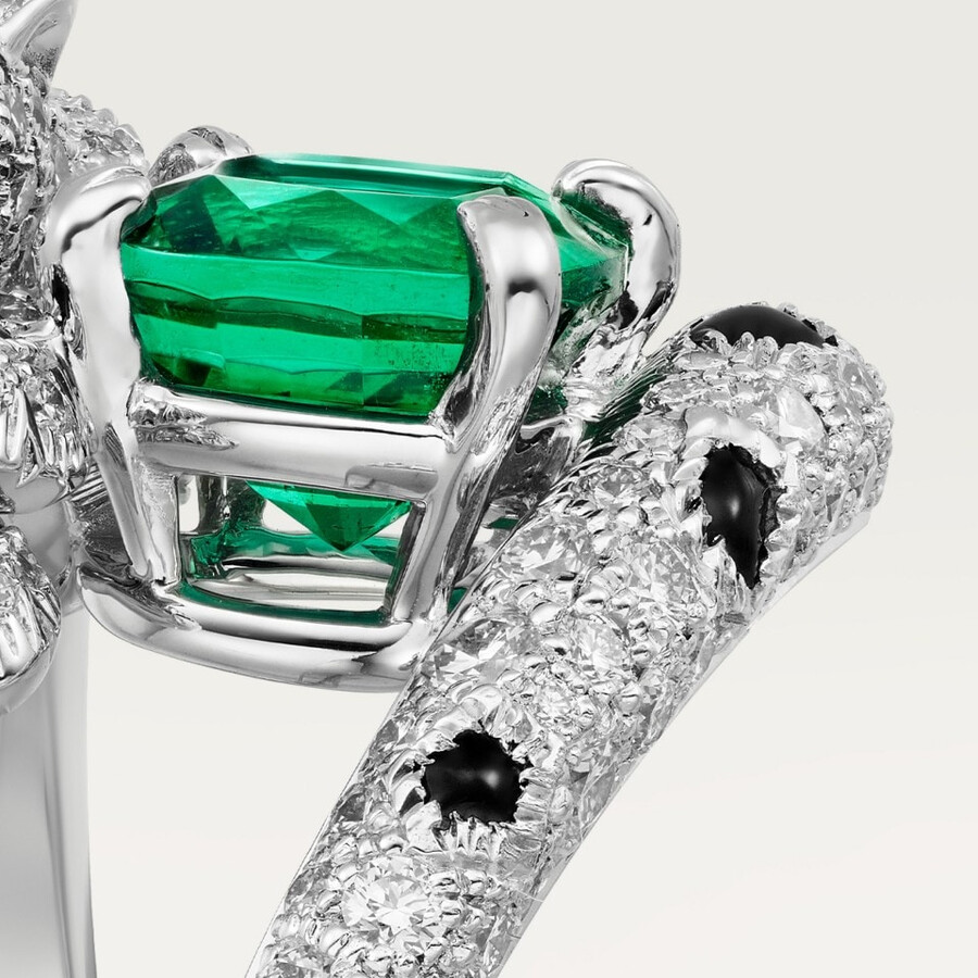 panthère de cartier-ring smaragd im kissenschliff gepflastert