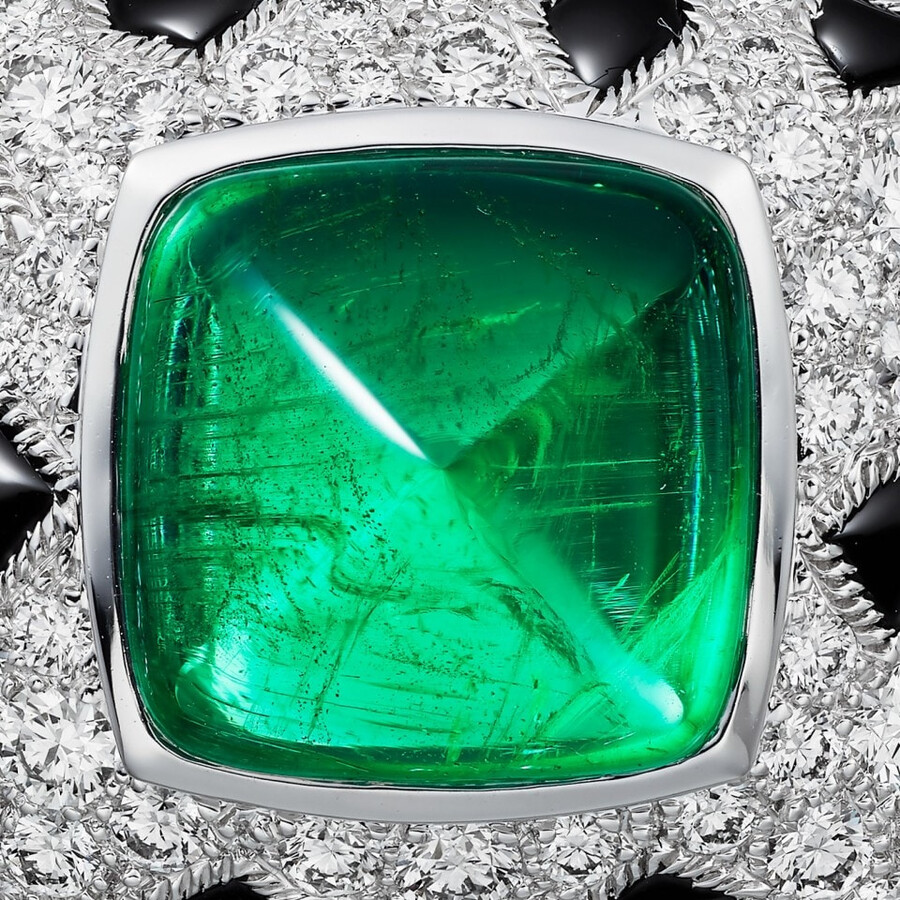 panthère de cartier ring smaragd im zuckerhutschliff großes modell pavé-fassung