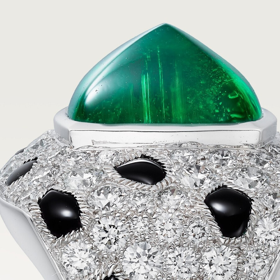panthère de cartier ring smaragd im zuckerhutschliff großes modell pavé-fassung