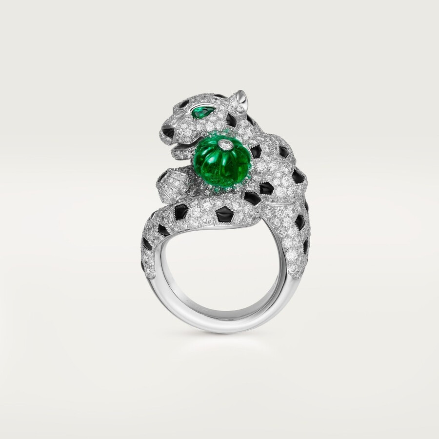 panthère de cartier-ring smaragd im melonenschliff gepflastert