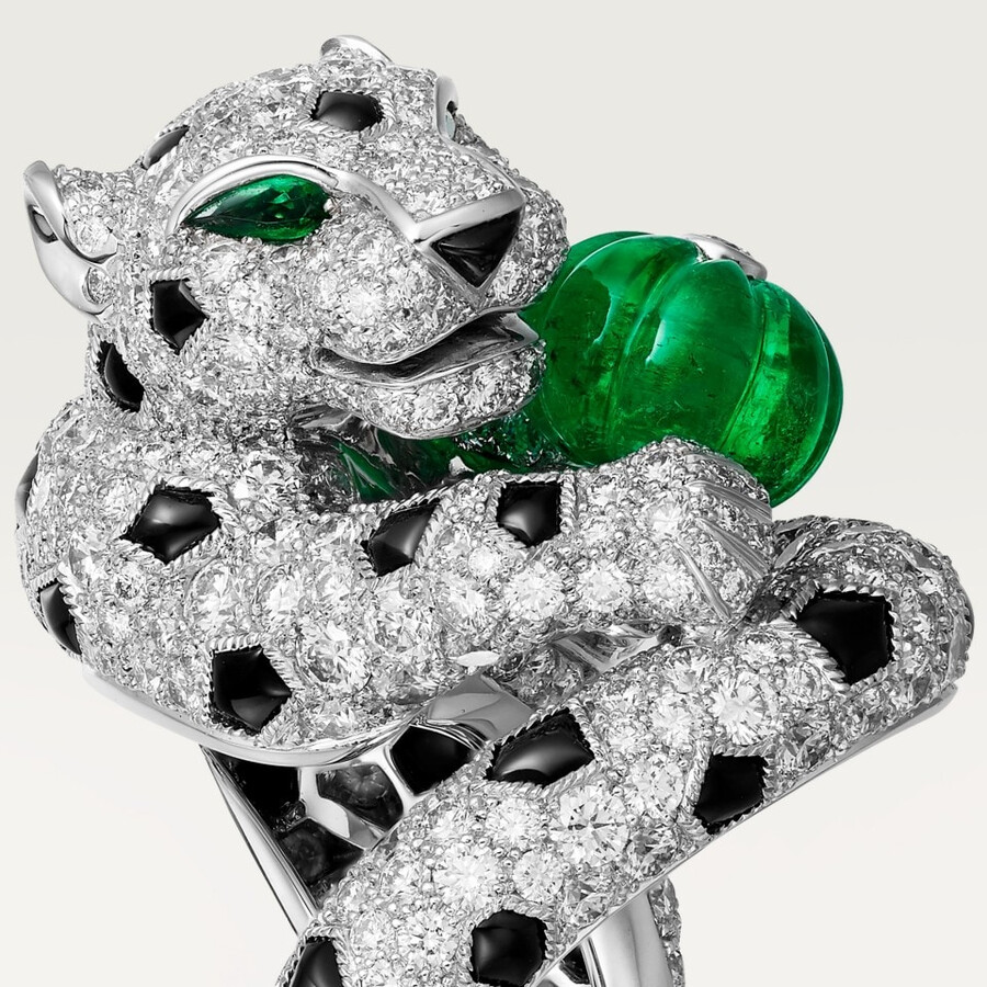 panthère de cartier-ring smaragd im melonenschliff gepflastert