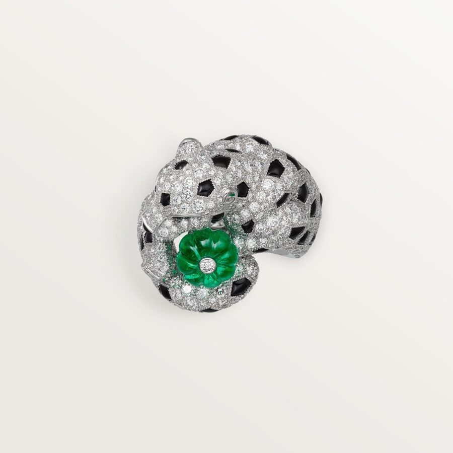 panthère de cartier-ring smaragd im melonenschliff gepflastert
