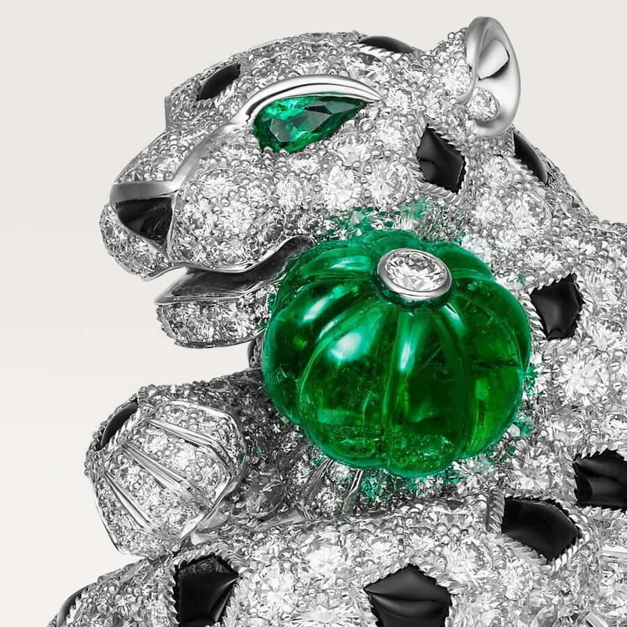 panthère de cartier-ring smaragd im melonenschliff gepflastert