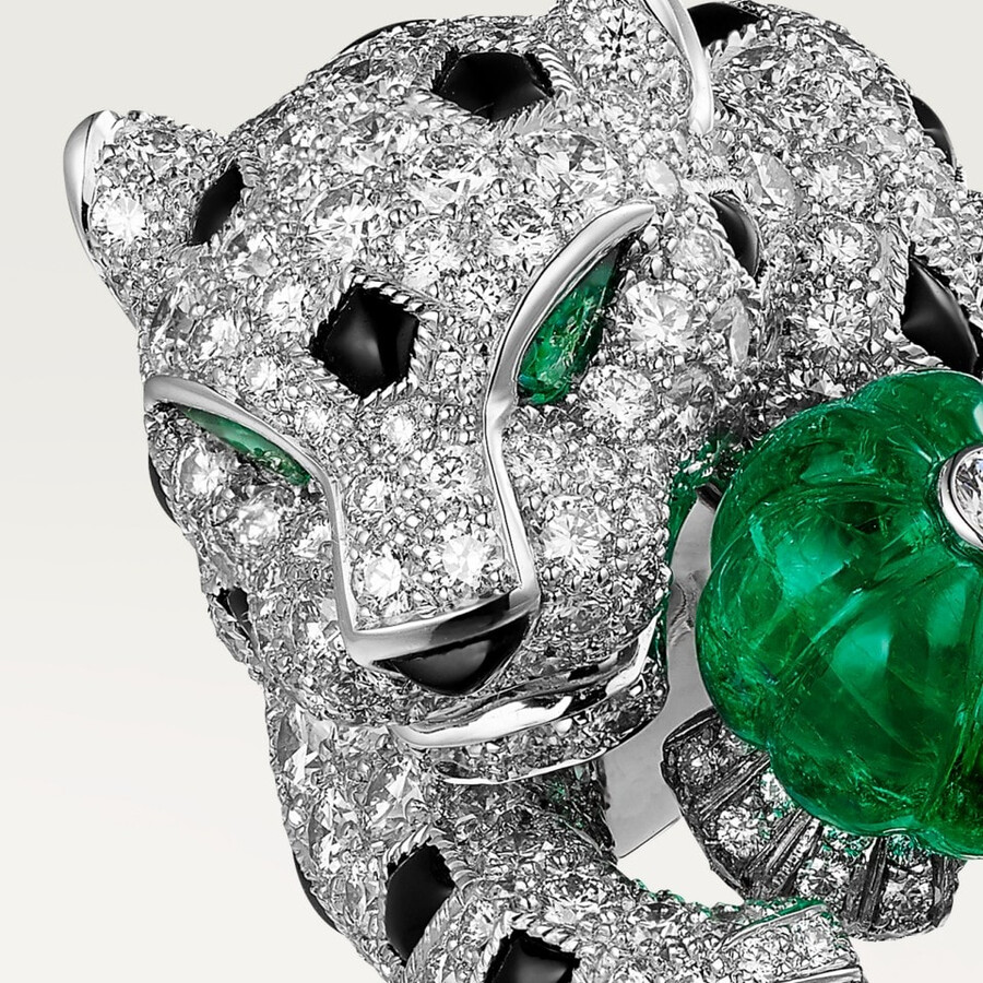 panthère de cartier-ring smaragd im melonenschliff gepflastert