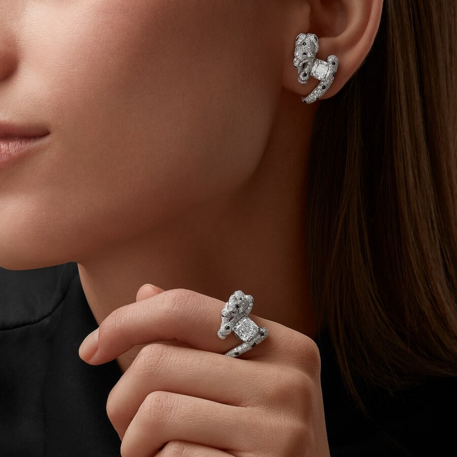 panthère de cartier ring diamant im kissenschliff pavé-fassung