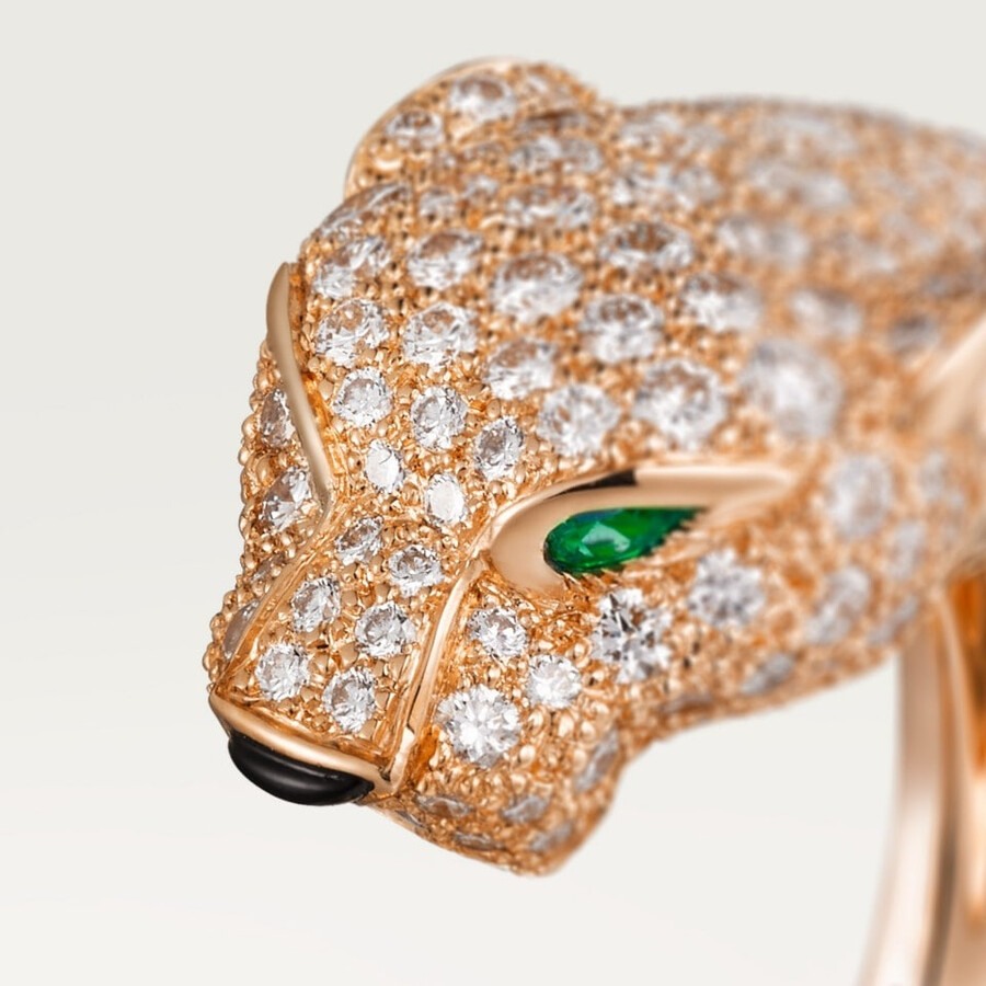 panthère de cartier-ring mittleres modell halb gepflastert