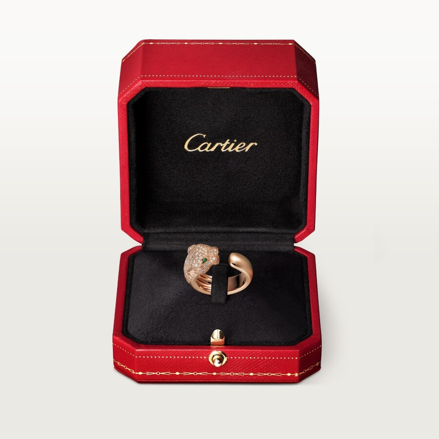 panthère de cartier-ring mittleres modell halb gepflastert