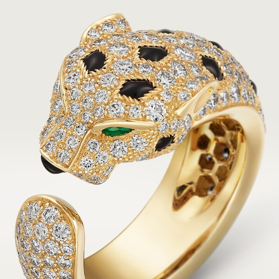panthère de cartier-ring mittleres modell halb gepflastert