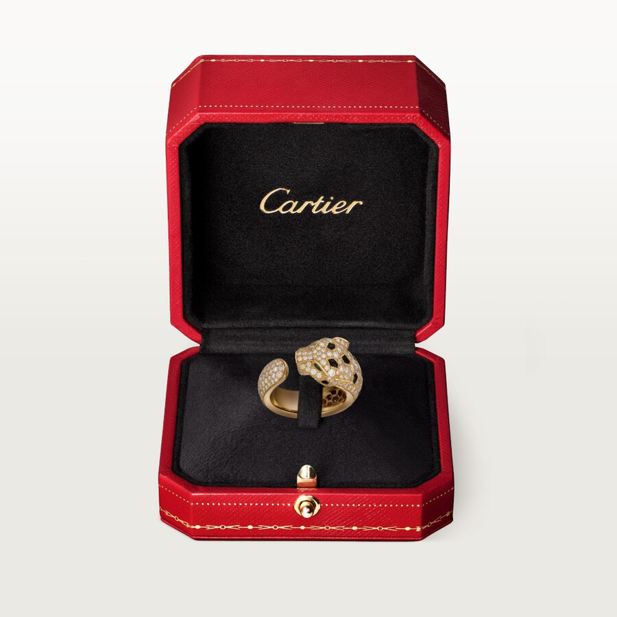 panthère de cartier-ring mittleres modell halb gepflastert