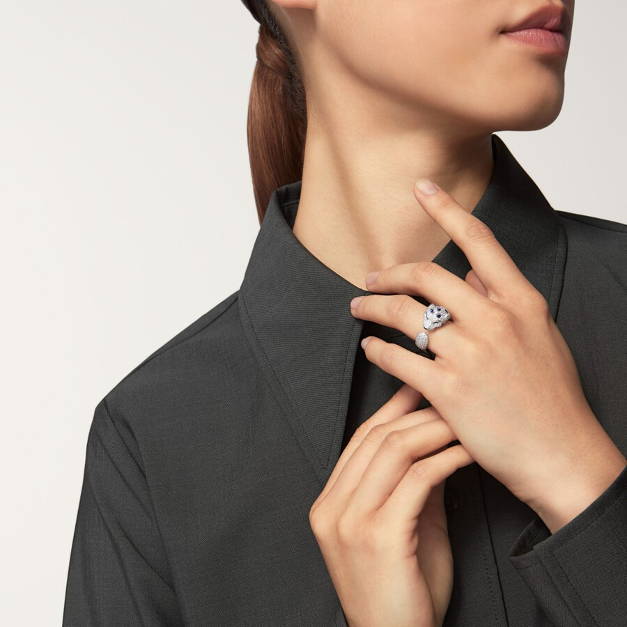 panthère de cartier-ring mittleres modell halb gepflastert