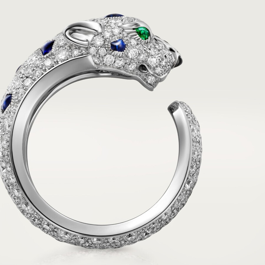 panthère de cartier-ring mittleres modell halb gepflastert
