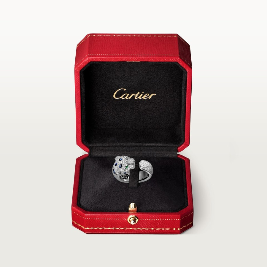 panthère de cartier-ring mittleres modell halb gepflastert