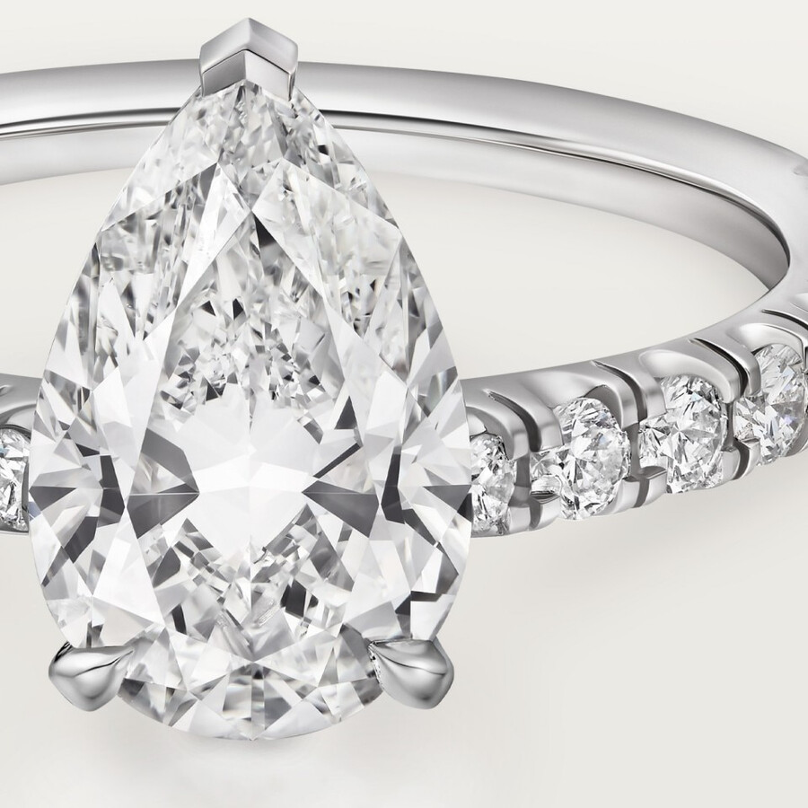 solitärring von 1895 birnenförmiger diamant pavé-fassung