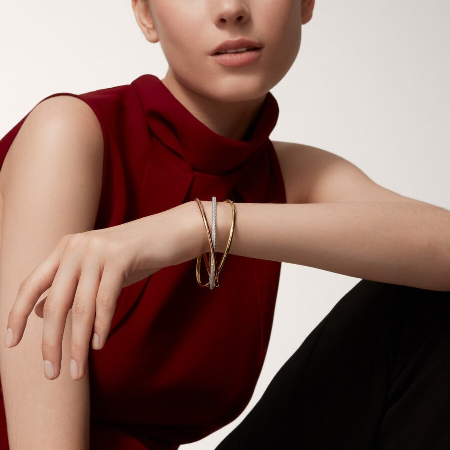 trinity-armband kleines modell halb mit pavé-fassung